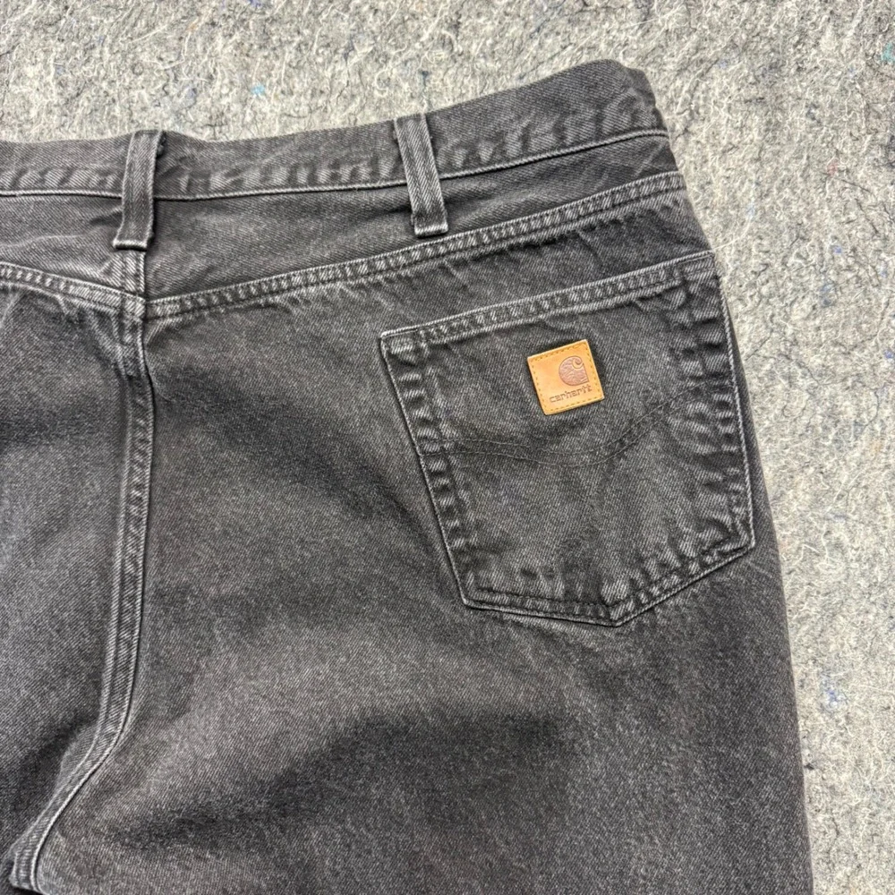 Carhartt Relaxed Fit‎ Straight Leg Black Denim Jeans Mens 44x30 Faded Workwear